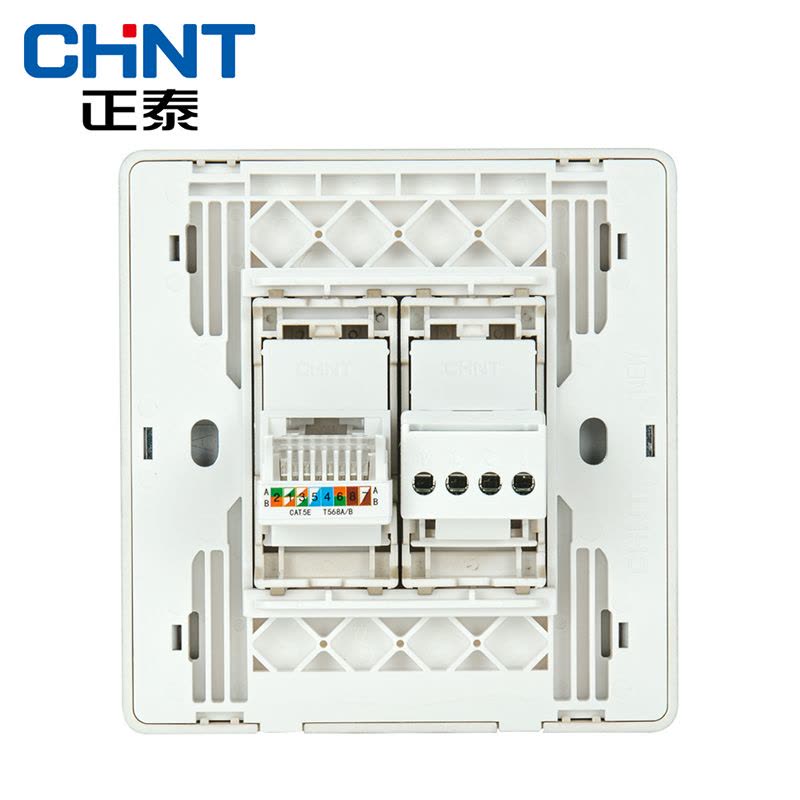 正泰电工墙壁开关插座NEW2D淡香槟金电话电脑插座图片