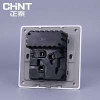 正泰(CHNT)电工86型PVC材质墙壁开关插座面板16A大电流NEW E7A象牙白电源插座面板
