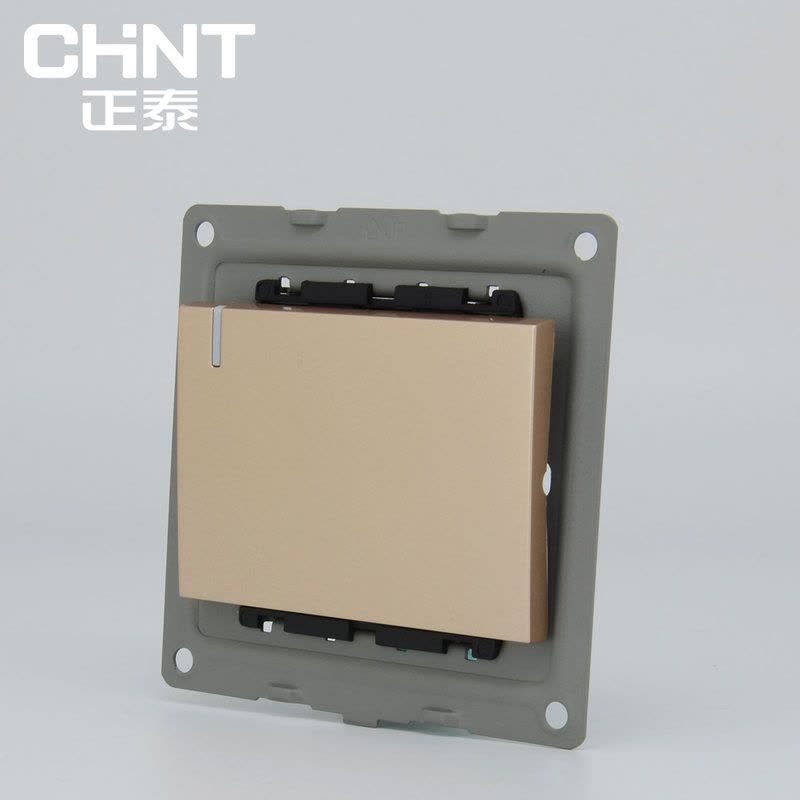 正泰(CHNT)电工墙壁开关插座面板86型16A大电流PVC材质E7A香槟金色1个开关插座图片