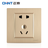 正泰(CHNT)电工86型PVC材质墙壁开关插座面板 NEW7L拉丝金色电源插座面板