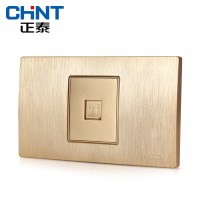 正泰电工118型开关插座NEW5D拉丝金内嵌钢架一位电话插座