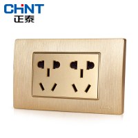 正泰(CHNT)电工118型PVC材质电源插座NEW5D拉丝金二位二插五孔插座面板
