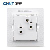 正泰(CHNT)电工开关插座面板86型PVC材质2H无边框大面板大间距二三极斜五孔插座10只装电源插座面板