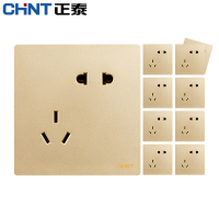 正泰(CHNT)电工开关插座面板86型PVC材质2H无边框大面板大间距二三极斜五孔插座10只装电源插座面板
