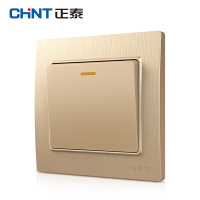 正泰(CHNT)电工86型PVC材质墙壁开关插座面板 NEW7L拉丝金色电源插座面板