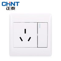 正泰(CHNT)电工86型PVC材质墙壁开关插座面板16A大电流NEW E7A象牙白电源插座面板