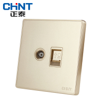 正泰(CHNT) 电工86型墙壁开关插座面板NEW2D大面板PVC材质淡香槟金色电脑插座