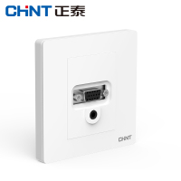 正泰（CHNT） 开关插座面板 2V白色曼哈顿系列无边框大面板大间距开关电源插座 电视插座