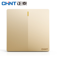 正泰（CHNT） 正泰开关插座面板 2V曼哈顿系列香槟金无边框大面板大间距开关电源插座 一开单控