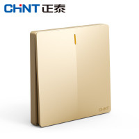 正泰（CHNT） 正泰开关插座面板 2V曼哈顿系列香槟金无边框大面板大间距开关电源插座 一开单控