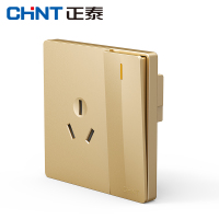 正泰（CHNT） 正泰开关插座面板 2V曼哈顿系列香槟金无边框大面板大间距开关电源插座 一开单控
