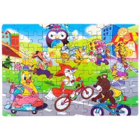 80粒桶装小拼图 3岁以上4-5-6岁儿童宝宝小孩幼儿动物交通动物场景认知拼图积木数字认知 多款可选（动物学院桶装）