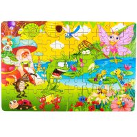 80粒桶装小拼图 3岁以上4-5-6岁儿童宝宝小孩幼儿动物交通动物场景认知拼图积木数字认知 多款可选（青蛙大冒险桶装）