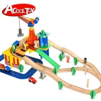 3-6-9周岁宝宝早教益智力托马斯木制套装火车轨道小男孩女孩玩具80件工地轨道托马斯宜家木质木制轨道