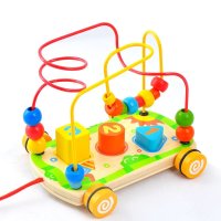 AC拖拉铁线 早教益智力宝宝学步车绕珠拖拉男孩女孩婴儿童形状数字母认知玩具