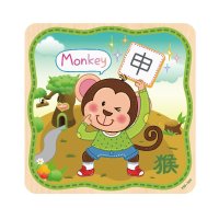 猴拼图_1-2-3-4-5-6周岁半婴幼儿童宝宝益智拼图玩具十二生肖早教木制质