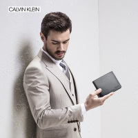 卡尔文·克莱恩Calvin Klein男士钱包/卡包欧美时尚商务短款两折皮夹二层牛皮钱包送钥匙扣