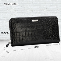 卡尔文·克莱恩Calvin Klein男士手拿包欧美时尚男士长款钱包拉链鳄鱼纹手拿包