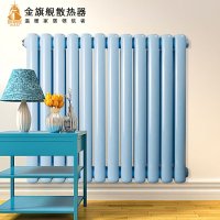 金旗舰 钢制暖气片50一体方头 散热器 冷轧低碳钢 立体防伪系统 奥运工程选用产品 天蓝 1600mm高