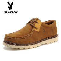 花花公子男鞋英伦休闲鞋低帮大头鞋子男韩版鞋男士皮鞋 纯手工牛皮 鞋CX35101
