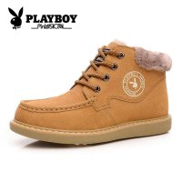 花花公子2016秋冬新款棉鞋休闲保暖男鞋雪地靴短筒加绒棉靴 CX36306M