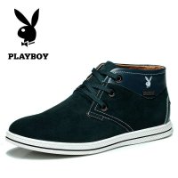 PLAYBOY花花公子秋冬新款男士中帮靴英伦潮流休闲皮鞋透气中帮鞋36239