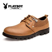 花花公子(PLAYBOY) 男士户外休闲皮鞋 秋冬潮流英伦低帮男鞋 百搭潮鞋 时尚工装鞋