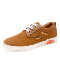 花花公子男鞋2016春秋季新款休闲鞋英伦低帮头层牛皮鞋板鞋 卡其CX36160