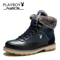 花花公子 男靴保暖男鞋加绒雪地靴潮流户外靴牛仔靴 CX37595