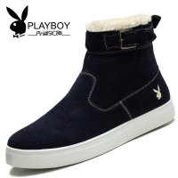 花花公子 2016冬季 新款加绒男鞋 高帮休闲侧拉链板鞋 韩版时尚潮鞋 cx37588