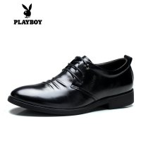 花花公子 皮鞋男鞋 正装鞋 低帮 商务休闲鞋 婚鞋 男 头层牛皮 英伦 抓纹潮流 单鞋子 153-323531