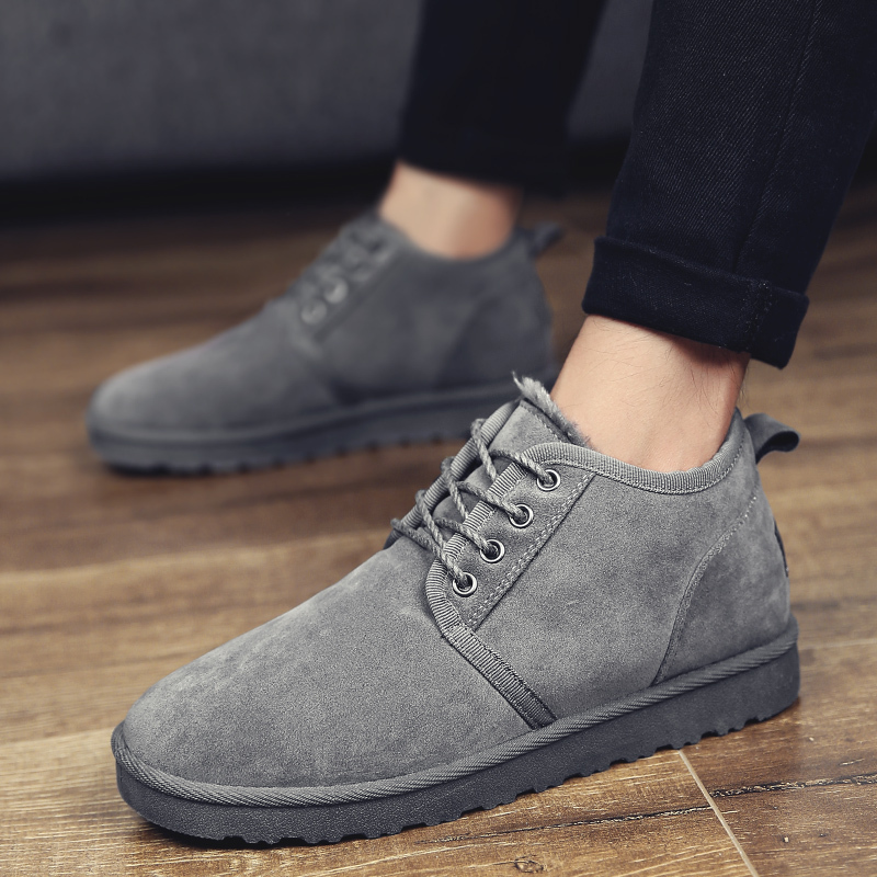 百慕爱棉鞋男冬季新品保暖加绒高帮休闲鞋男鞋防滑短靴子韩版雪地靴男