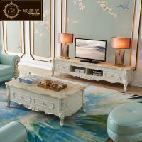 欧式大理石茶几电视柜组合套装现代简约小户型客厅多功能实木茶几