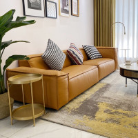 北欧科技布豆腐块沙发现代意式小户型客厅直排三人四人乳胶沙发
