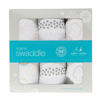 [美国The Honest恩怡诗]新生儿有机棉包巾3件装 云朵图案