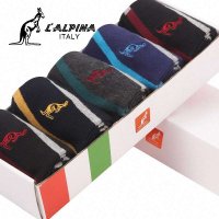 L'ALPINA袋鼠袜子 吸汗防臭男袜 纯棉运动袜5双盒装31153