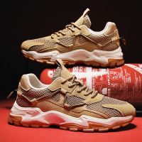 策霸男鞋2021夏季新款复古运动休闲鞋韩版时尚透气网布鞋ins老爹潮鞋