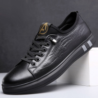 策霸男鞋2021新款休闲鞋真皮青年男士商务时尚鞋子软面皮青春潮流板鞋