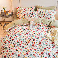 策霸小碎花加厚保暖牛奶绒四件套清新田园风亲肤双面绒冬季珊瑚绒床品