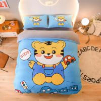 策霸儿童卡通大版牛奶绒四件套冬季新款加厚保暖男女孩法兰绒床上用品