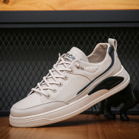 2022春秋新款纤皮休闲男鞋百搭韩版运动时尚小白鞋板鞋男[购买请备注颜色]