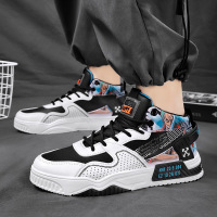 2022春秋新款时尚休闲男鞋动漫涂鸦中帮运动风韩版百搭板鞋男[购买请备注颜色]