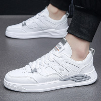 男鞋2022春秋新款纤皮休闲鞋百搭韩版潮流运动小白鞋板鞋男