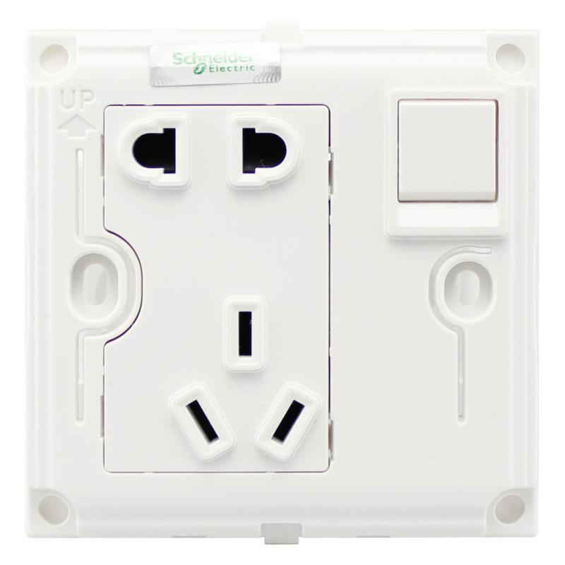 施耐德电气（Schneider Electric）带开关一开五孔插座二三插 墙壁电源插座 10A 丰尚 白