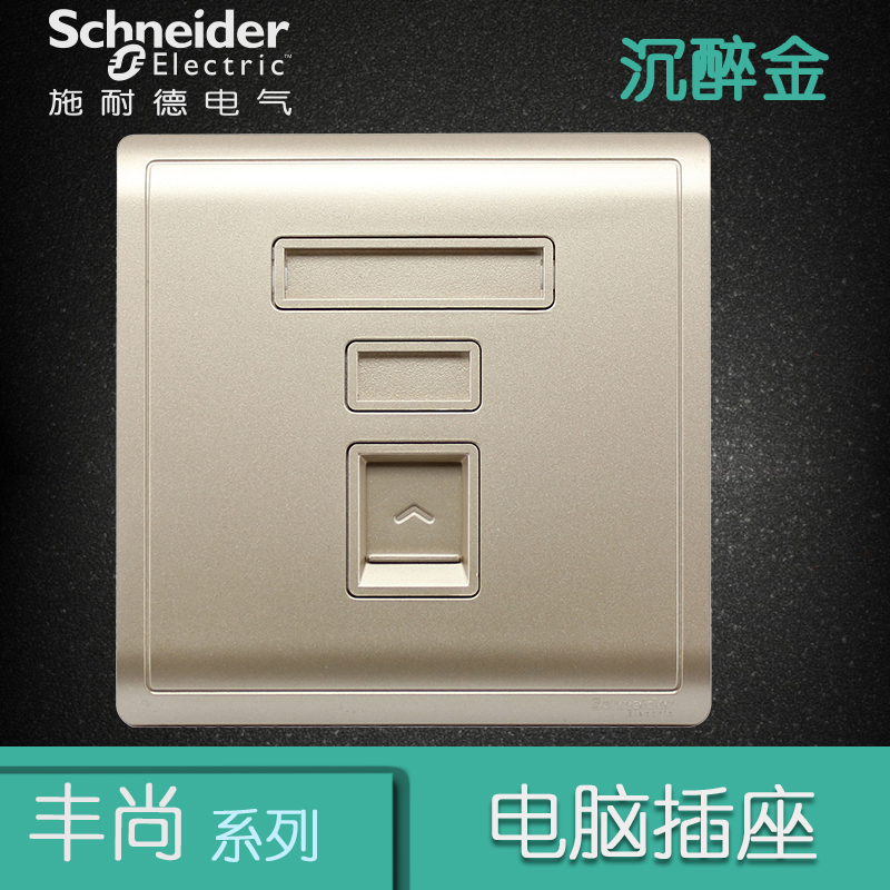 施耐德电气（Schneider Electric）开关插座 单联电脑插座 网络网线墙壁弱电面板 丰尚金