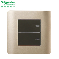 施耐德电气（Schneider Electric）两位二开双联双控 墙壁电源插座开关面板 16A 轻点 格调棕