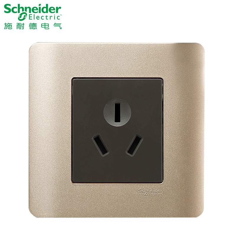 施耐德电气（Schneider Electric）一位三孔插座 墙壁开关电源插座面板 10A 轻点格调棕