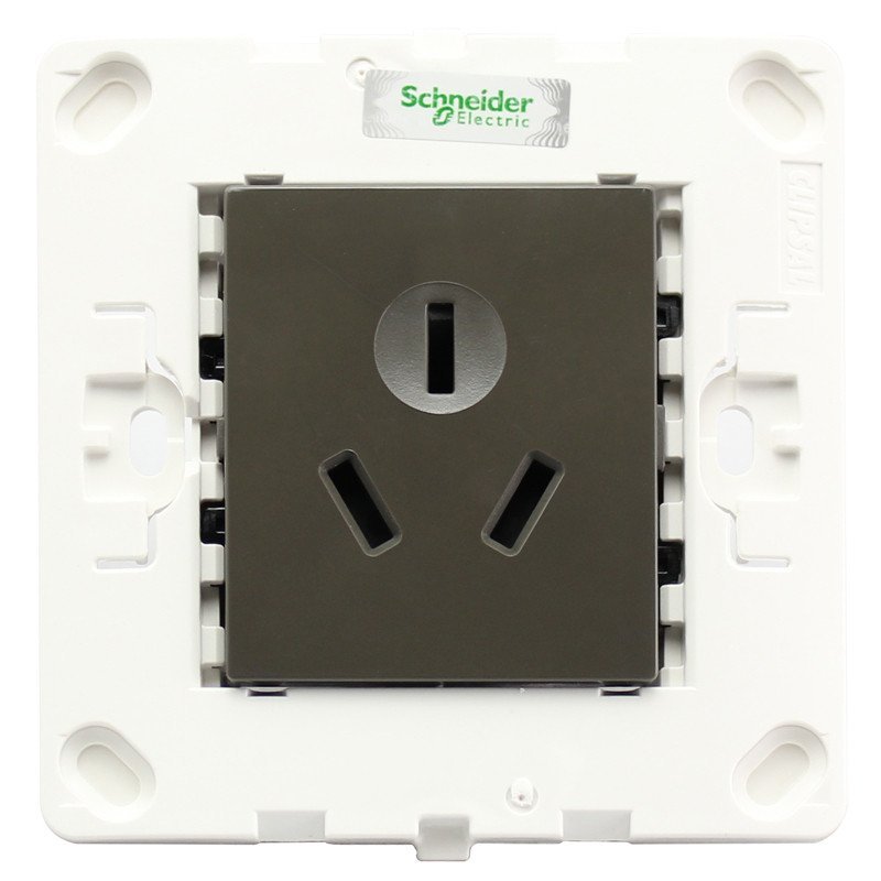 施耐德电气（Schneider Electric）一位三孔插座 墙壁开关电源插座面板 10A 轻点格调棕