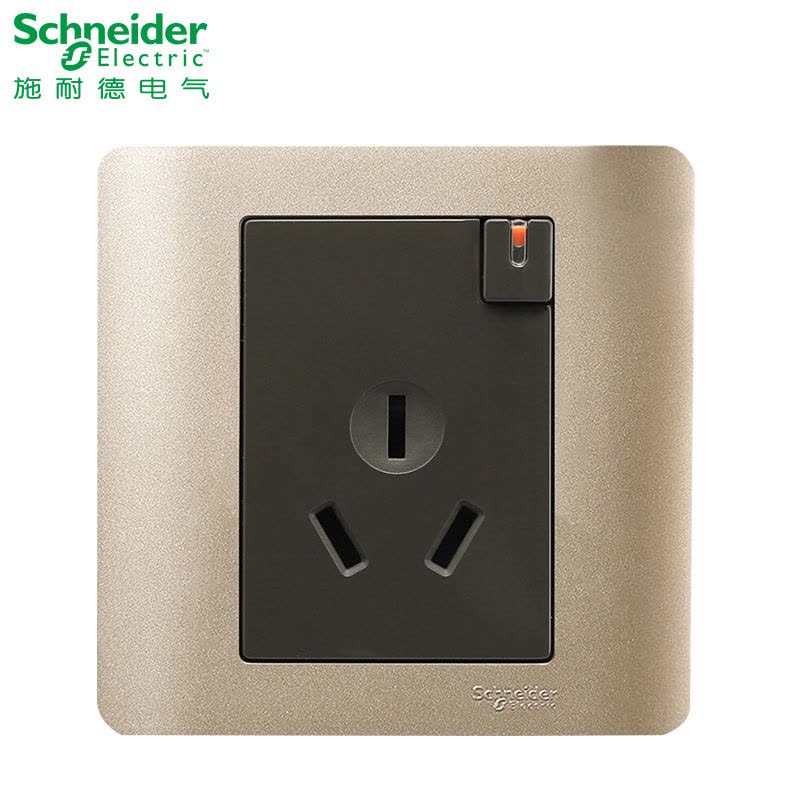 施耐德电气（Schneider Electric）电源插座86型 带开关 一开三孔 空调墙壁插座面板 16A 轻点格调棕图片