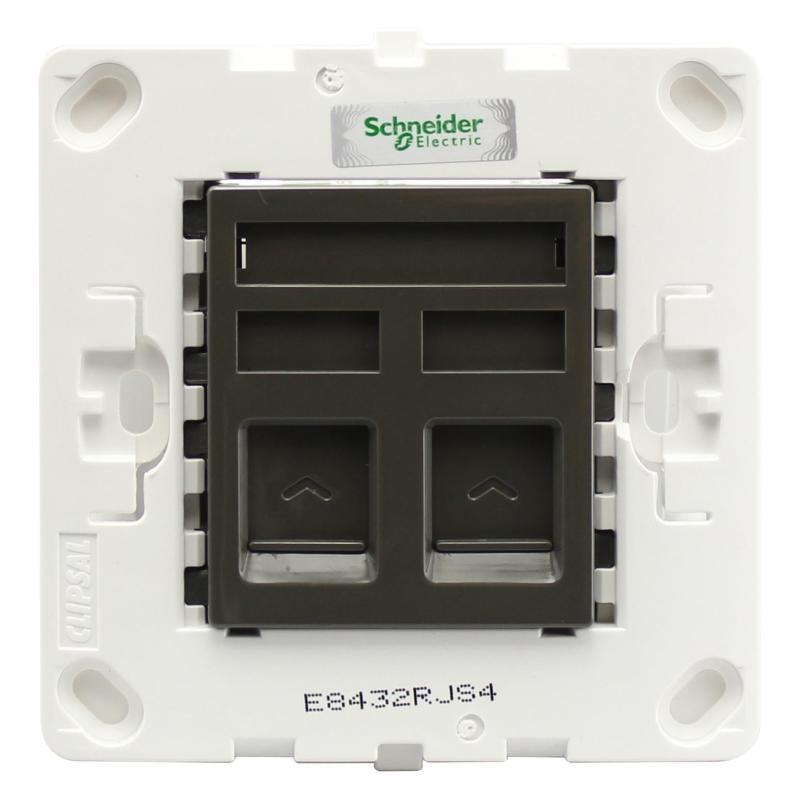 施耐德电气（Schneider Electric）电话+电脑插座 墙壁网络网线面板 弱电插座 轻点 格调棕